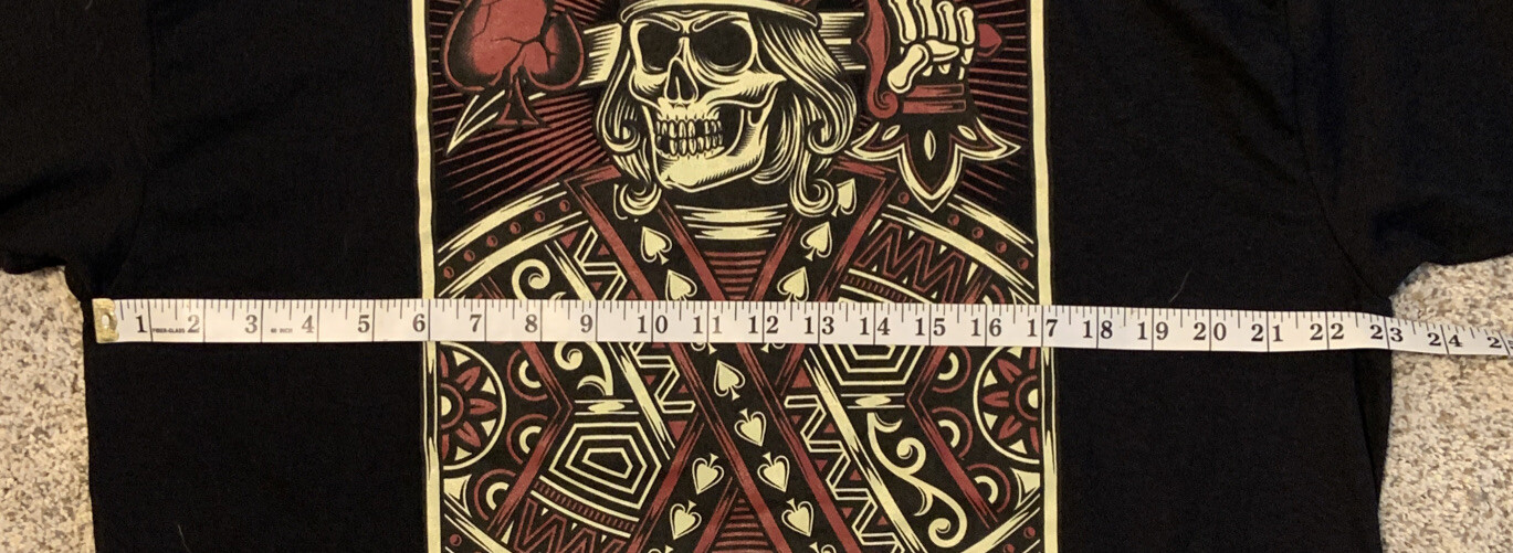 Skull King of Hearts Playing Card Black T-Shirt Men's Size XL UNISEX ODM