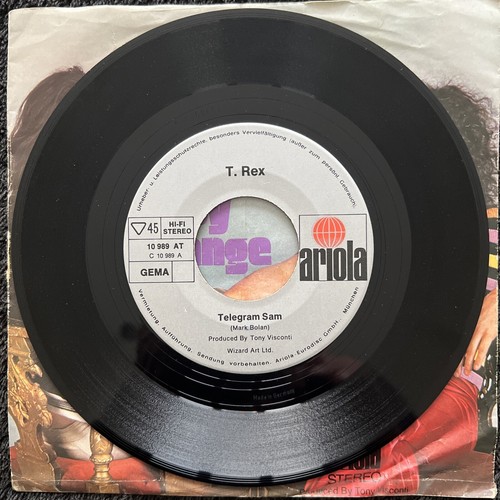 T. Rex – Telegram Sam 7'' Vinyl IMPORT 1972 CLEANED/PLAY TESTED VG+/VG+ VIDEO - Picture 3 of 8