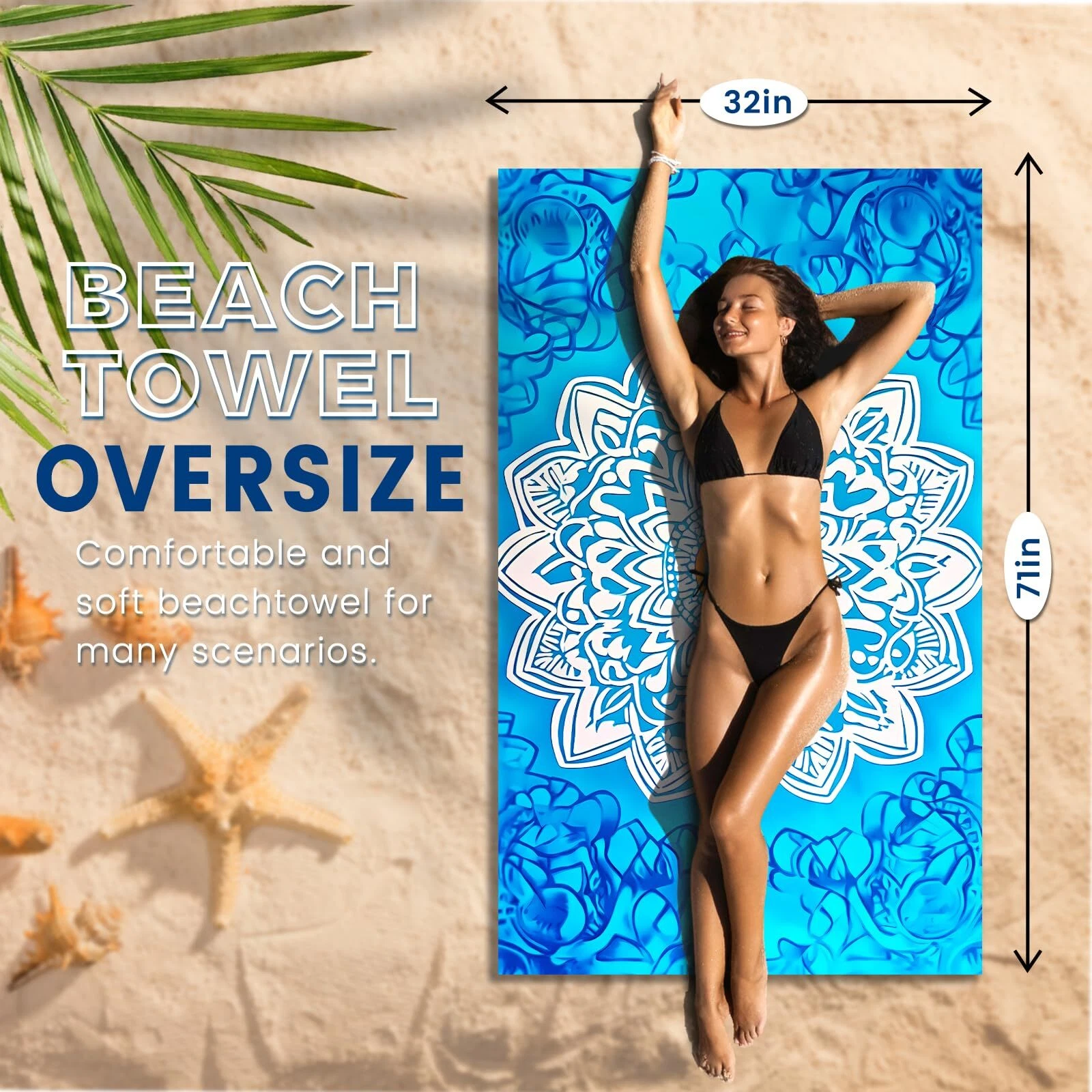 2 Pack Microfiber Beach Towel Oversized 71"x32" Sand Free Quick Dry Absorbent...