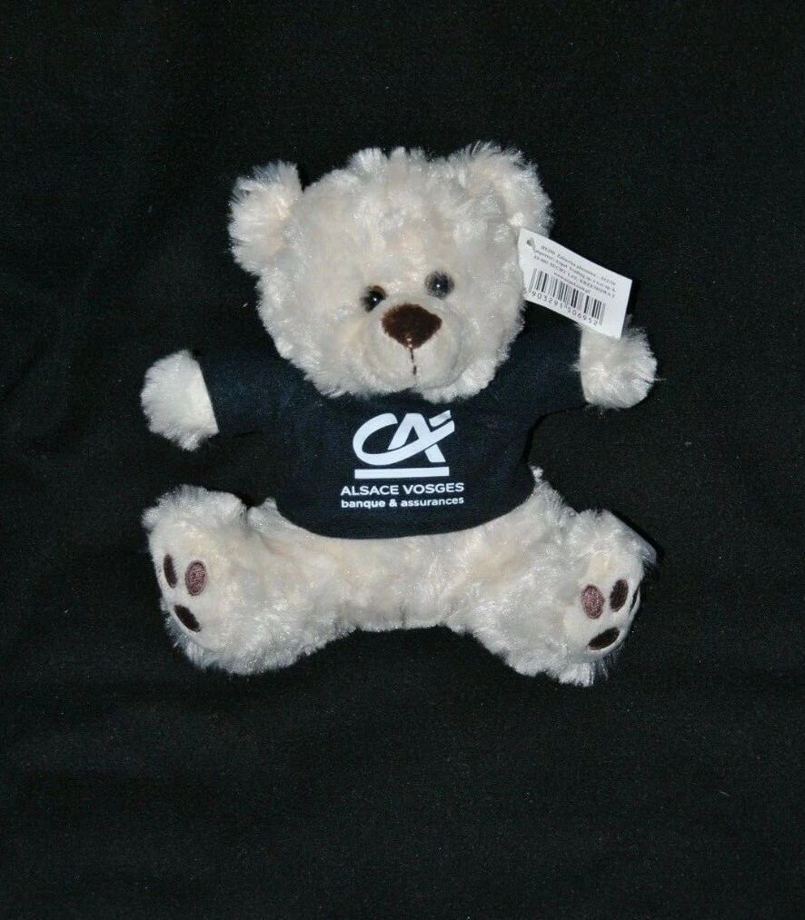 CREDIT AGRICOLE Alsace Vosges 19 cm seated plush white bear sweater NEW