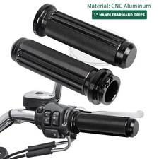 Black 1" Handlebar Hand Grips For Harley Road King Glide Sportster XL 1200 883
