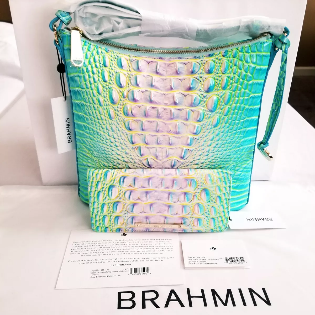 BRAHMIN COTTON CANDY KATIE CROSSBODY WITH ADY WALLET NWT SOLDOUT