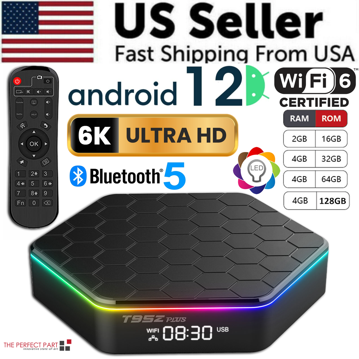 Upgraded 2026 T95Z Plus Smart Android 12 TV Box Quad Core 6K 4K HD