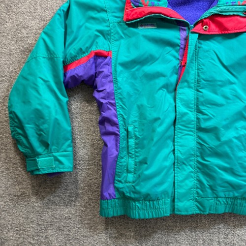 Vintage Columbia Bugaboo Jacket 2 in 1 Blue Red Youth Extra Large Aztec 90's - Picture 3 of 17