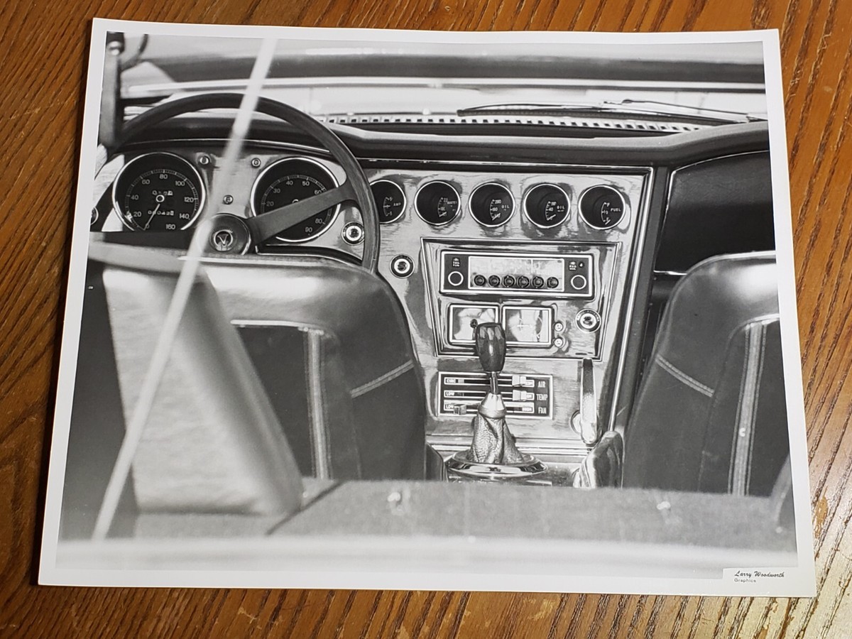 Toyota 2000GT Vintage B&W Photo Interior Dash Panel Console Gauges 