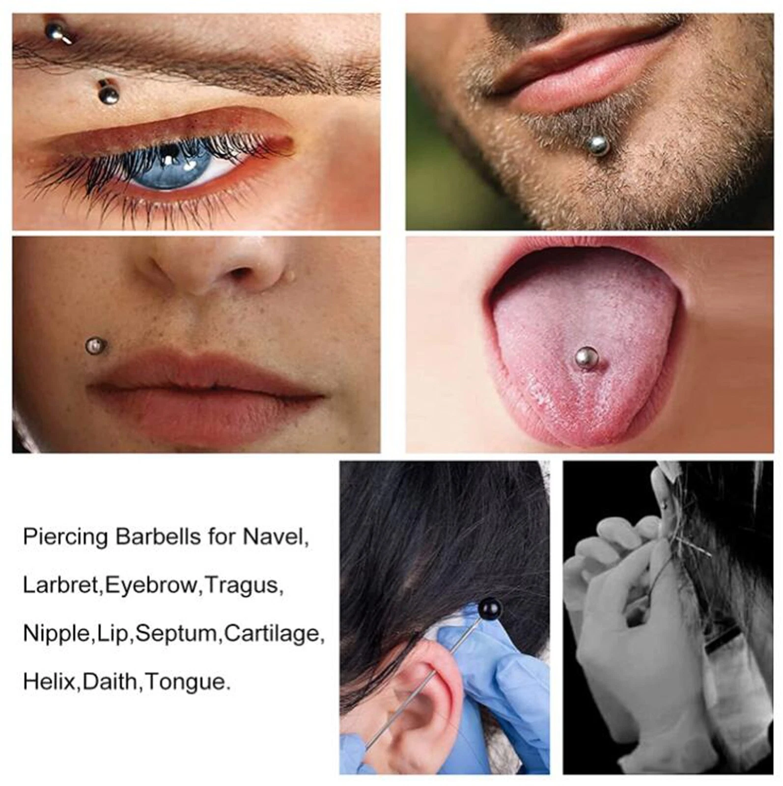 10,30,50 Sterile Body Piercing Needles 10,12,13,14,15,16,18,20G Navel Ear Nose image 8