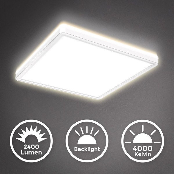 Led Deckenlampe 29Cm Flach Panel Dimmbar Deckenleuchte 18W Wohnzimmer BüRo Weiß-image