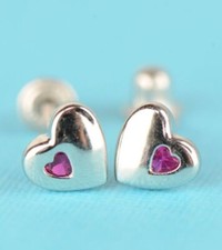 14K White or Yellow Gold Heart Shape CZ Stud Earrings