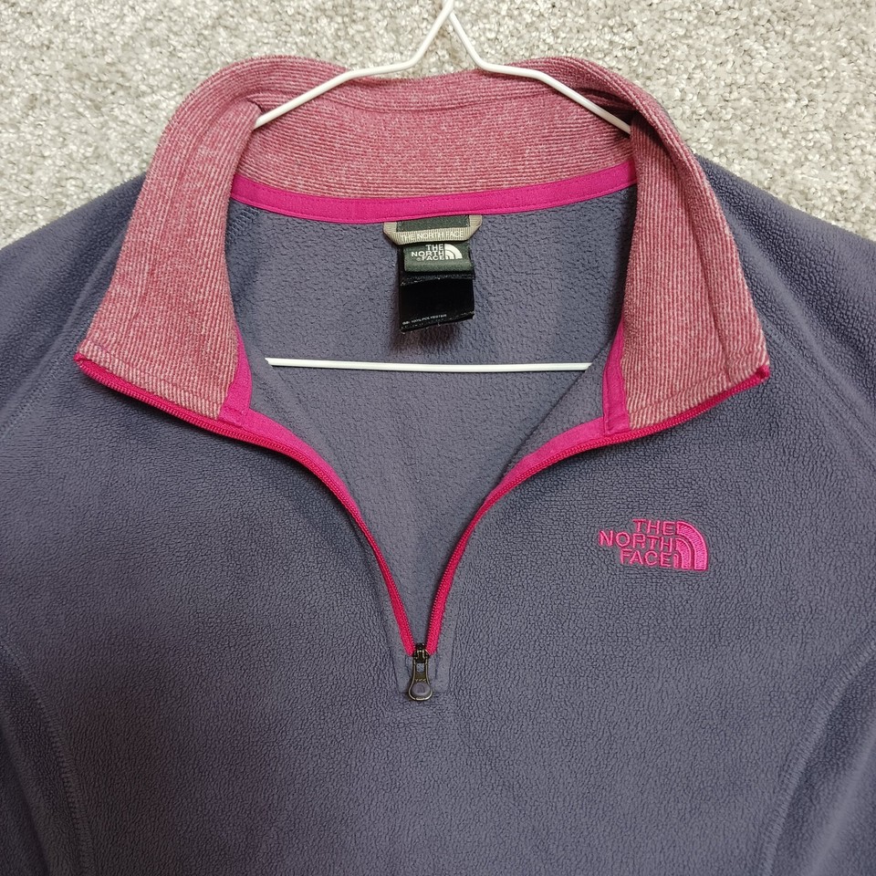 North Face Fleece Jacket Womens M Purple Mock Neck Quarter Zip Thermal