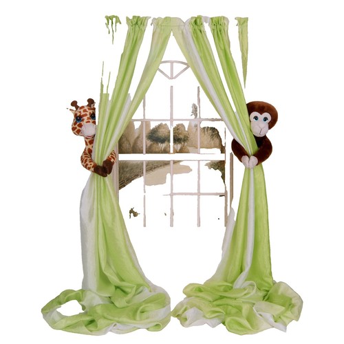 Sleeping Bear Kinderzimmer Vorhänge 140x230cm - Rosa Baumwollgardinen Mit Stickerei