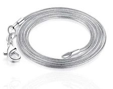 925 Sterling Silver Snake Chain Necklace 2MM 16, 18, 20, 22, 24, 26, 28 Inch