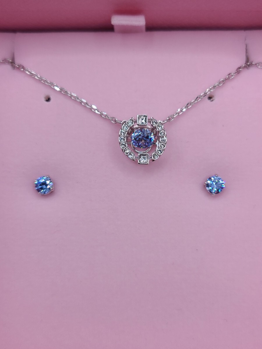 Swarovski Sparkling Dance set Round, Blue, Rhodium plated | eBay