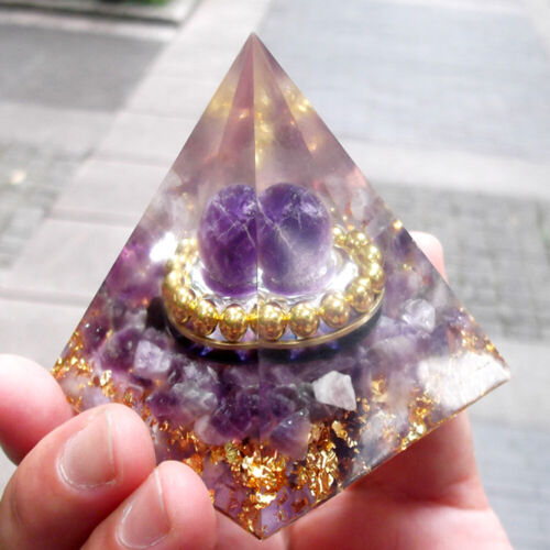 Orgonite Pyramid Amethyst Peridot Healing Crystal Art Energy Generator - Bild 1 von 6