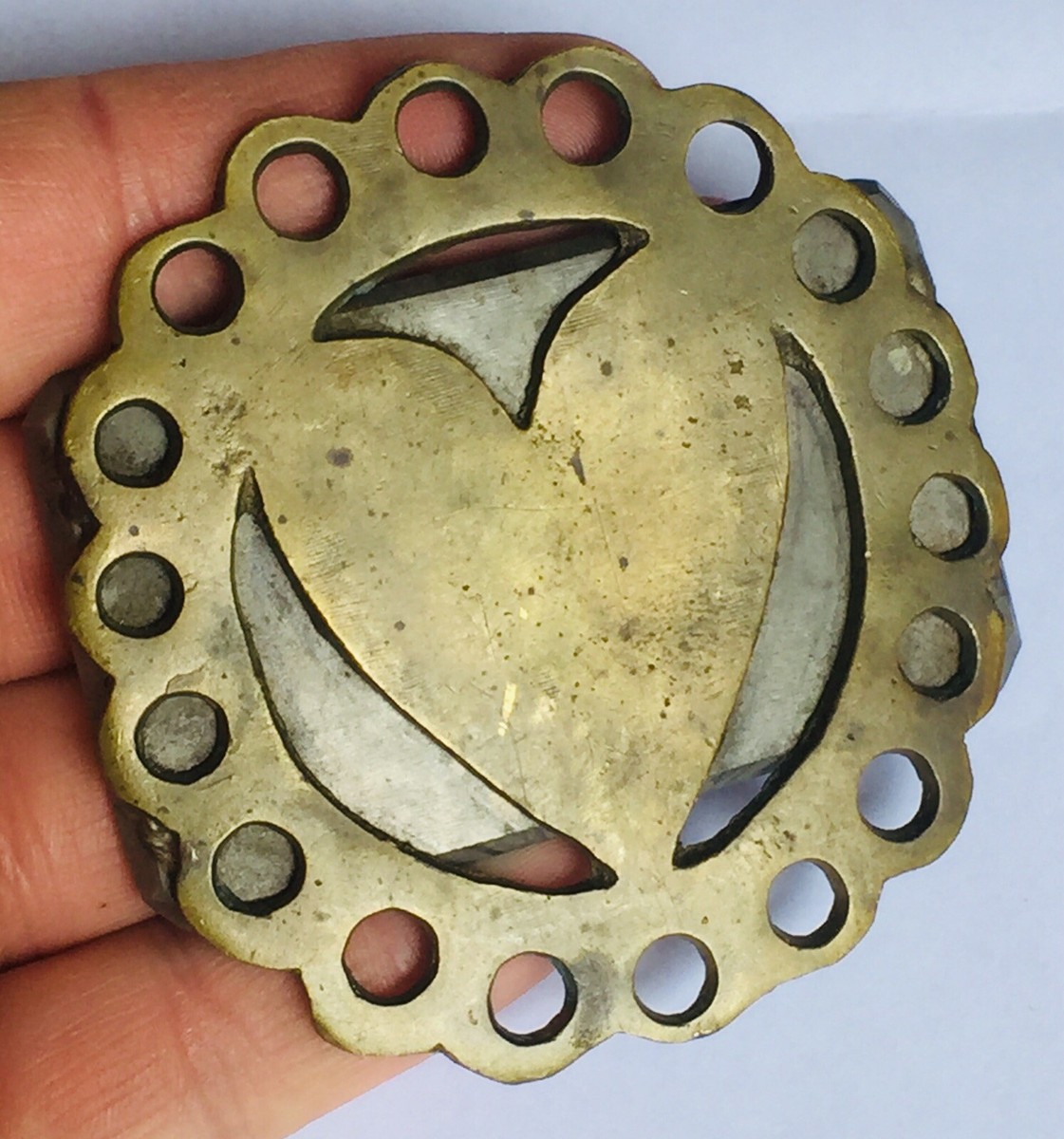 Vintage Signed TAM Hand Crafted Brass Heart Belt Love Hippie 