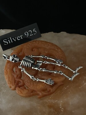 Silber Skelett Anhänger und Silberkette (X-Large)