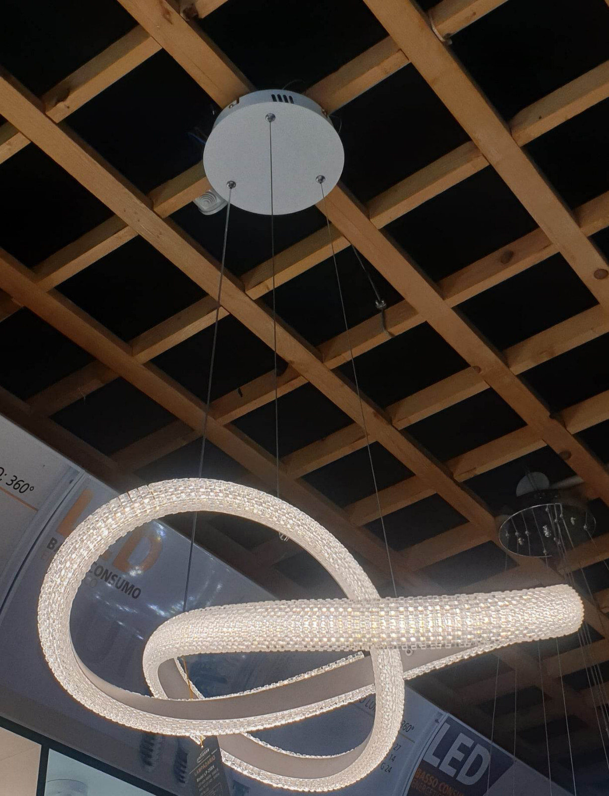 Lampadario led a sospensione lampada  effetto cristallo intrecciato 40w moderno