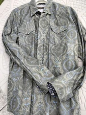 Stetson Shirt Mens XL Green Pearl Snap Button Rodeo Cowboy Western Paisley