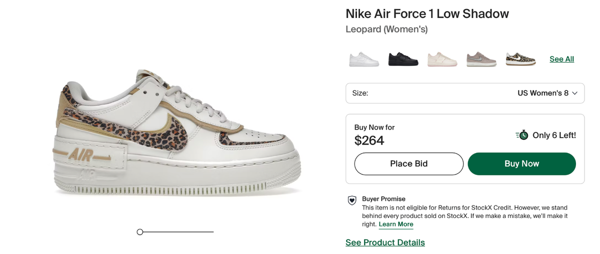 Size 9.5 - Nike Air Force 1 Shadow Leopard W for sale online