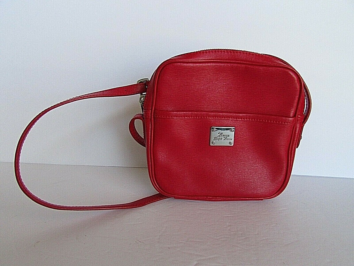 Lauren by Ralph Lauren Red Leather Crossbody hipster handbag 