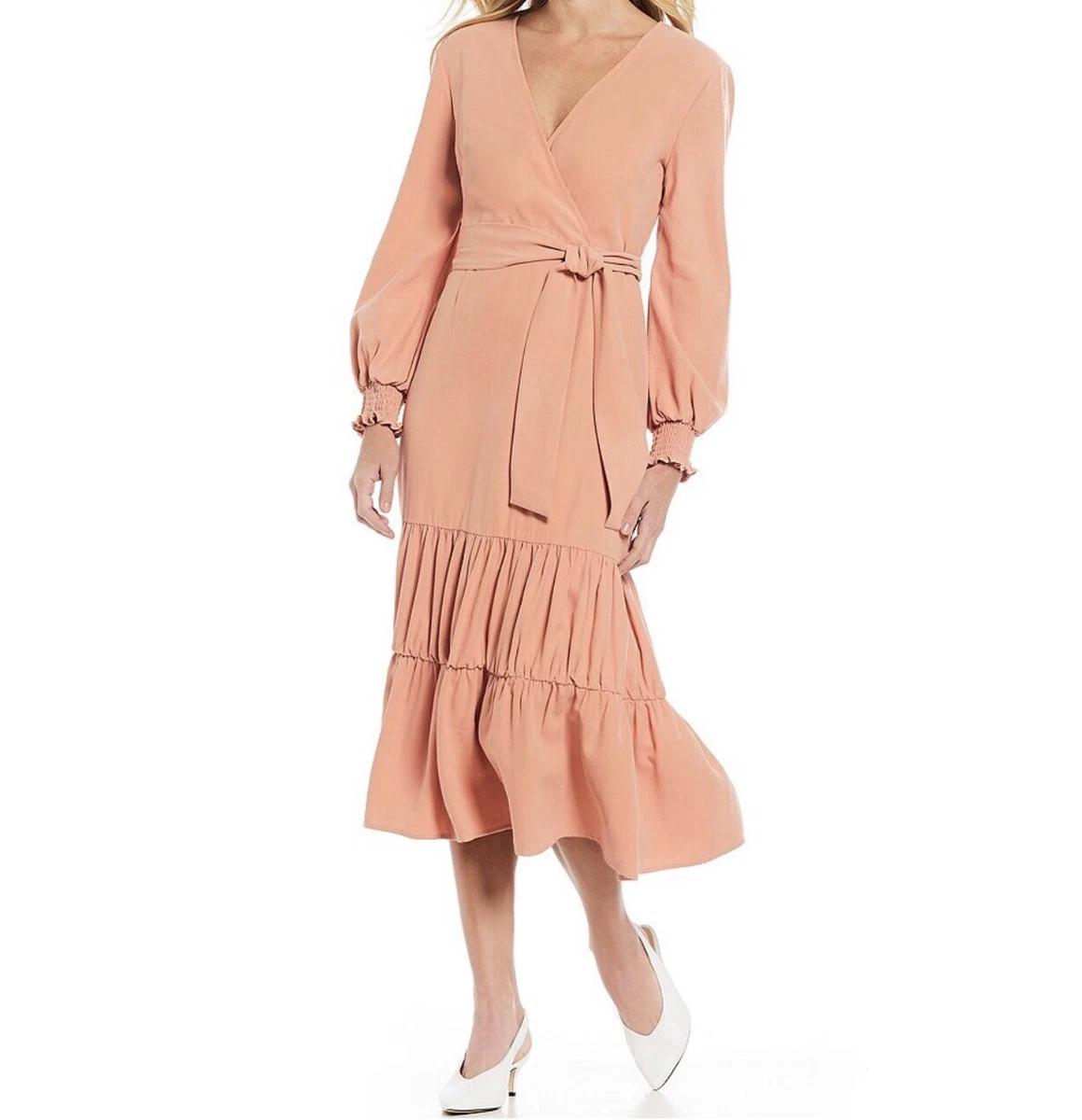 Peach color top midi dress