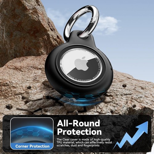 Waterproof Airtag Holder with Apple Airtag Keychain, Hard PC Air Tag Case, - Picture 4 of 7