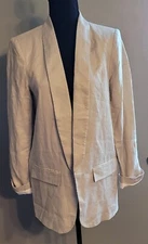 Catherine Malandrino Cardigan Blazer Beige Open Front Long Sleeves Size 6