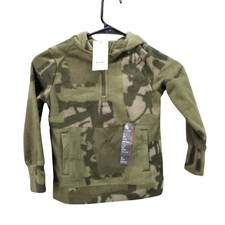 Boys All in Motion Green Camo Microfleece Pullover Hoodie Sweatshirt 1/4 Zip XS