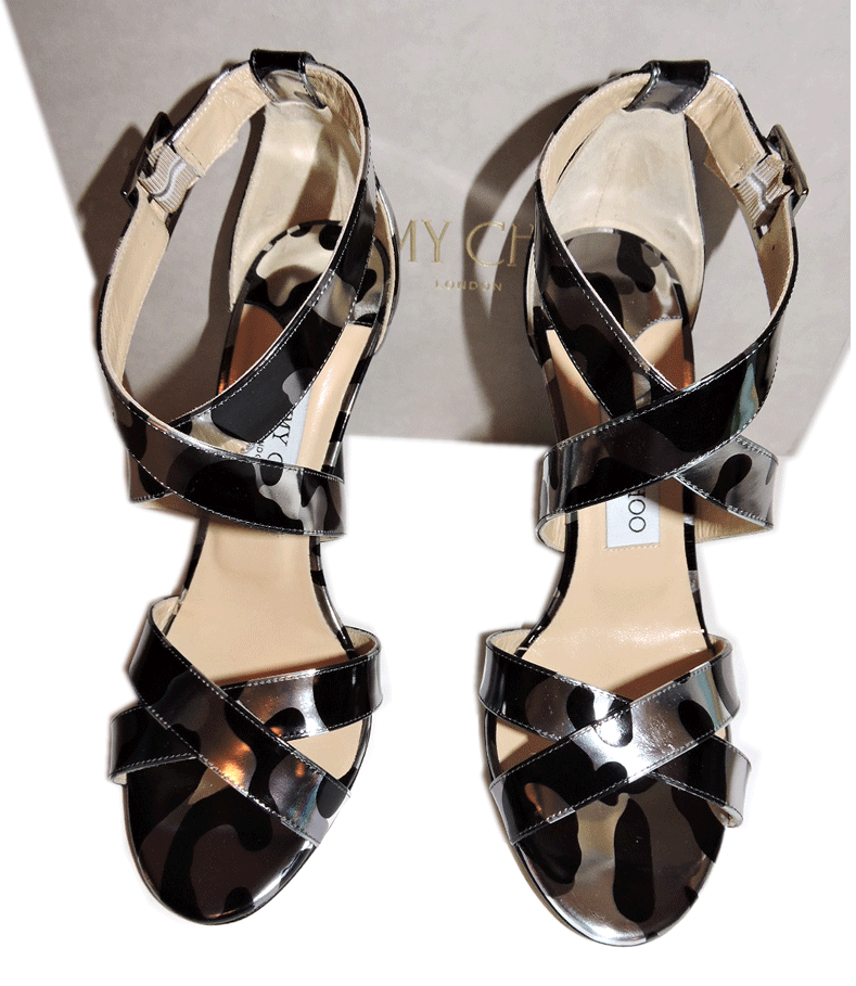 Jimmy Choo Lottie Sandals Metallic Leather Crisscross