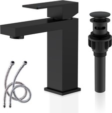 KENES Matte Black Single Handle Bathroom Sink Faucet, Short,