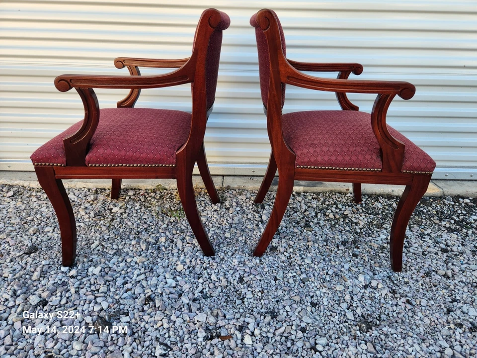 Silla San Timoteo Tela Borgoña Biblioteca Oficina Sillones, Par, Arce, Bonito Foto 4 de 4