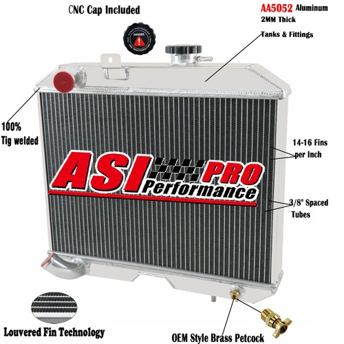 3 Row Aluminum Radiator For 1941-1952 Jeep Willys MB/CJ-2A/M38 & Ford GPW 1950 - Bild 1 von 8