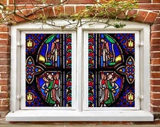 3D Blue Petals 405NAO Window Film Print Sticker Cling Stained Glass UV Block Fa