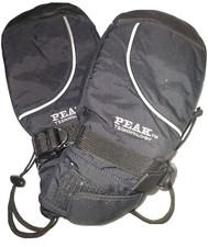 Men's Peak Technologies Leather ski Mittenss, Black, Large.
