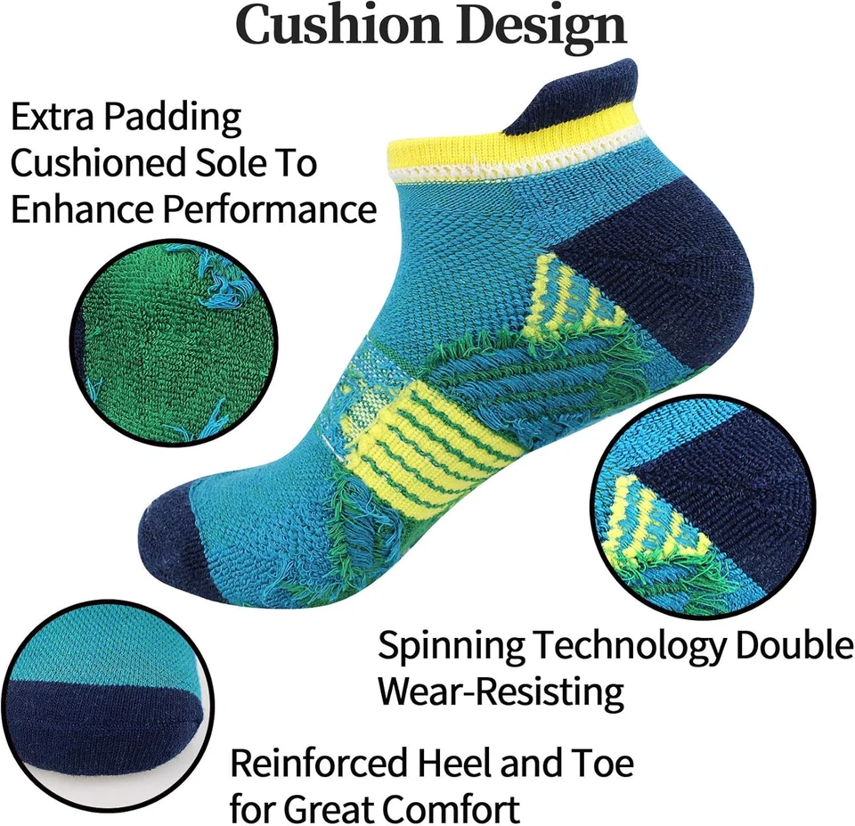 Cushioned Men'S Ankle Socks, 6 Pairs Cotton Athletic Sport Breathable Low Cut So - Image 3 of 4
