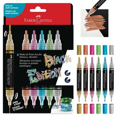 Shake & Paint Metallic Markers 6 PCS Dual Tip Acrylic Pens Wood Clothes