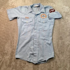VTG 50s 60s Unitog Olympia Beer Uniform Shirt Sz Small Chain Stitch Schlitz