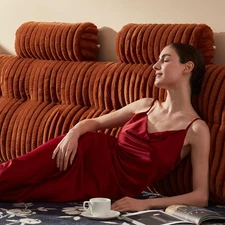 Faux Fur Headboard Pillow with 2 Pack Neck Roll Pillow Large Headboard Pillow...