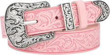 Kids Western Belt for Girls - Vintage Cowgirl Leather Belt for Jeans Dresses