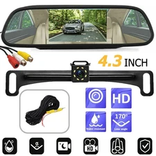 4.3" Backup Camera Mirror Car Rear View Reverse Night Vision Parking System Kit