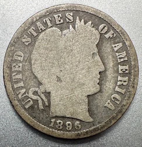 1896-O  BARBER DIME   GOOD  BETTER DATE  #1365