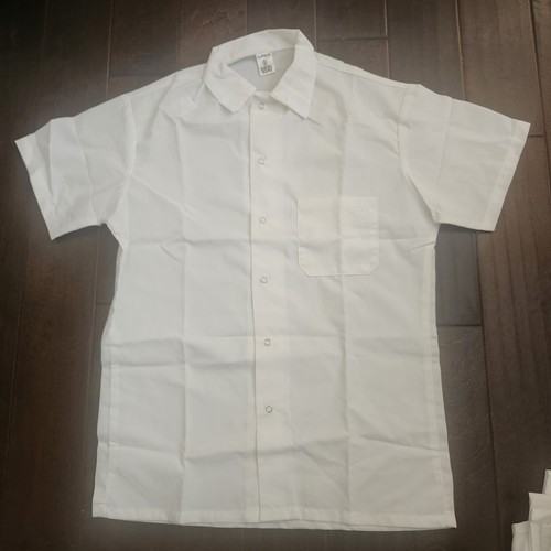 Chef Works Chef Coat Shirt White Snap Front Short Sleeve Uniform S MINOR STAINS
