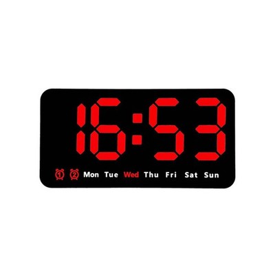 LED Digital Wanduhr mit 2 Wecker Großer Anzeige Wecker für Raum Büro