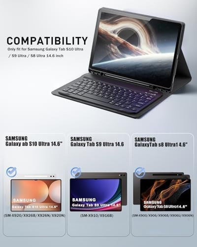 Case Keyboard for Samsung Galaxy Tab S10 Ultra / S9 Ultra / S8 Ultra 14.6 inch - Picture 2 of 8