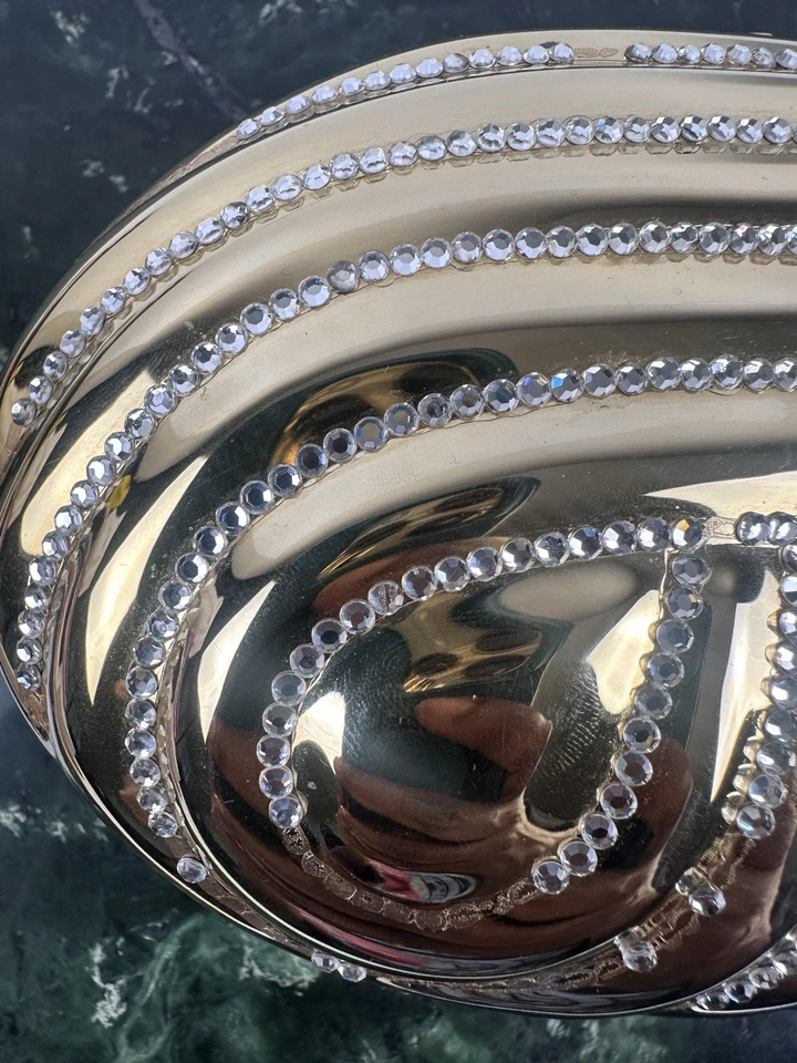 Bolso sin asas de noche vintage Le-Ann de metal dorado con correa de cadena Foto 4 de 4