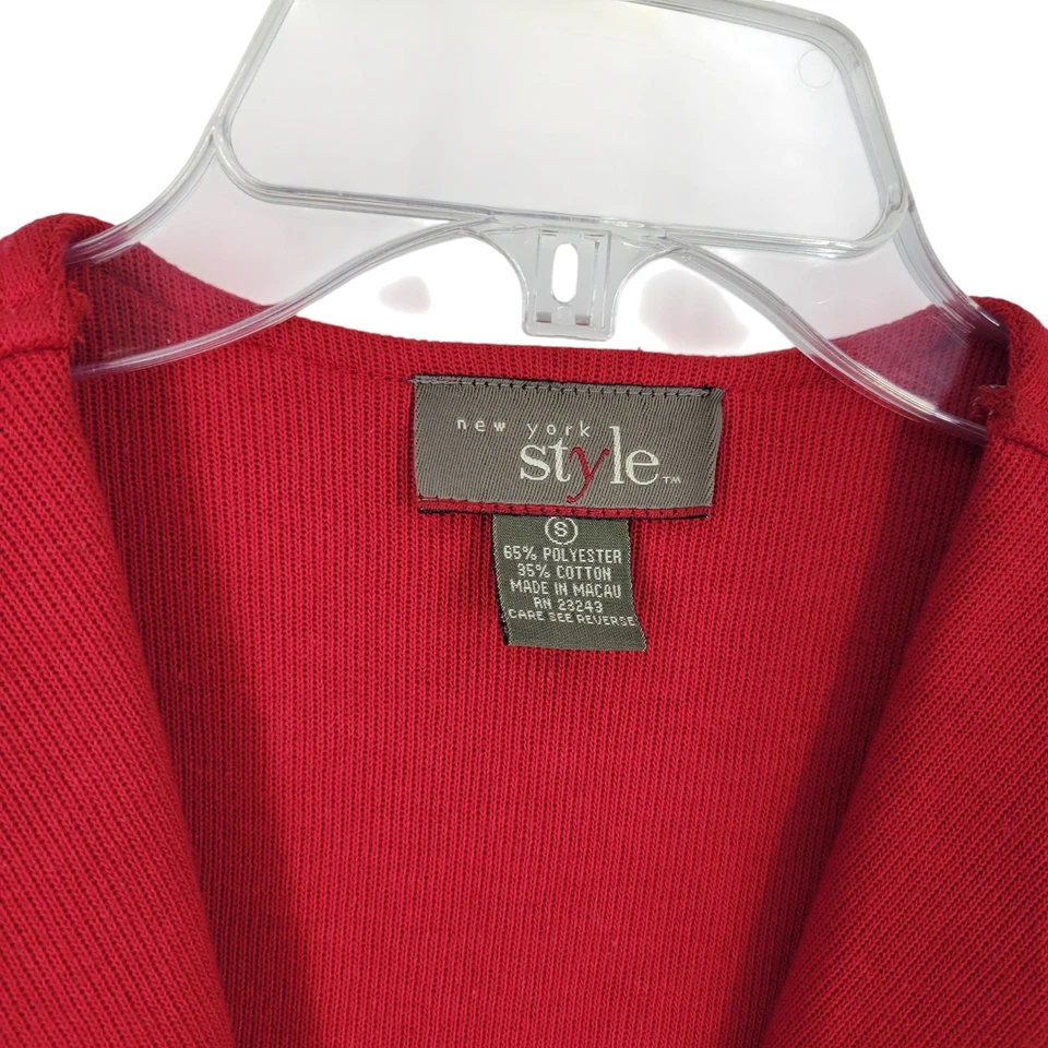 Red Sweater Dress Small Button Up Knit Vest Duster Cottagecore VTG Minimalist - Image 2 of 3