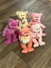 Ty Beanie Babies Bear Lot 5 Floral Pink Yellow Plush w Tags Pastel’s Vintage