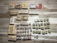 68pc Rubber Stamp Lot Alphabet Sets Hero Arts Wood Mounted Mixed Craft