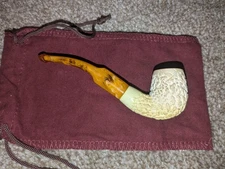 AKB Rusticated Bent Egg Billiard - Block Meerschaum Tobacco Pipe
