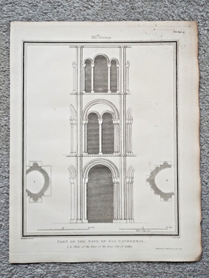 Teil des Kirchenschiffs der Kathedrale von Ely - antiker Druck - 1808