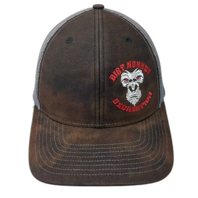 Richardson Trucker Hat Black OS Dirt Monkey Excavation Mesh Adjustable Logo